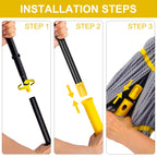 Self-Wringing Twist Mops for Floor Cleaning, Microfiber Floor mop with 57 " Long Handle, Easy Wringing Mop for Hardwood Commercial Household Clean (Gray Twist Mop)