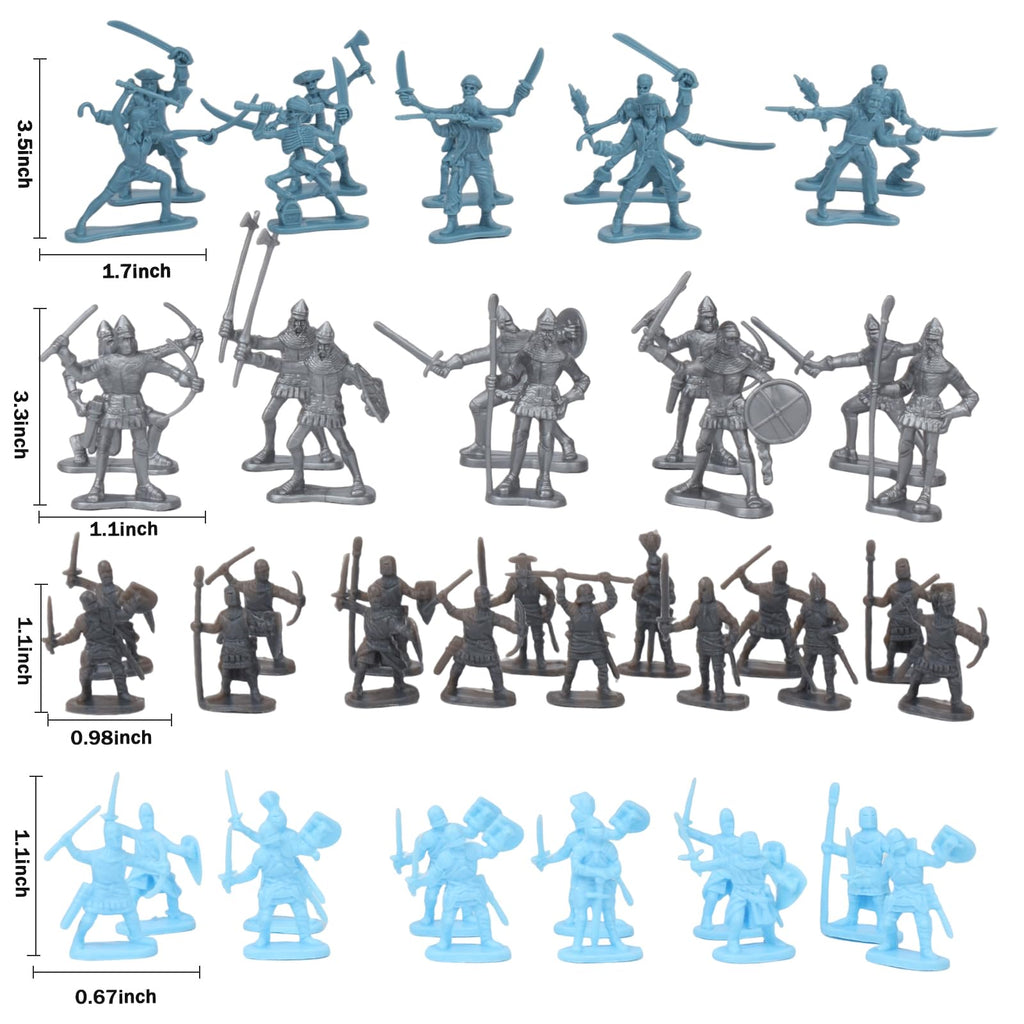 Yoyoom Army Men Action Figures Toy Soldiers Set, Medieval Castle Small Soldiers Military Toy, Plastic Army Men playset Castle Building Set with Storage Bag and Map