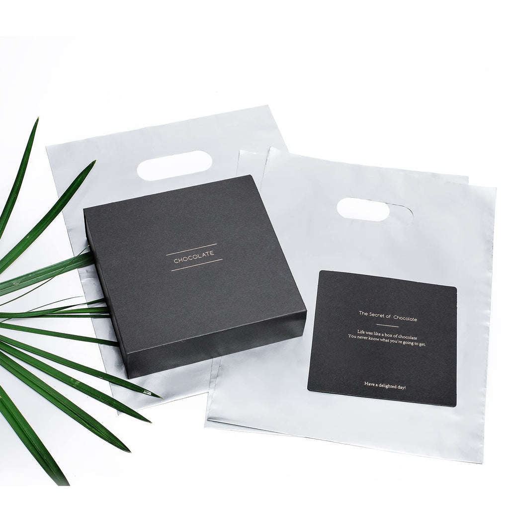 Choice Marts Merchandise Bags Black & Silver Color 200 Bags 1.5Mil Thick 9"x12" Size With Handles