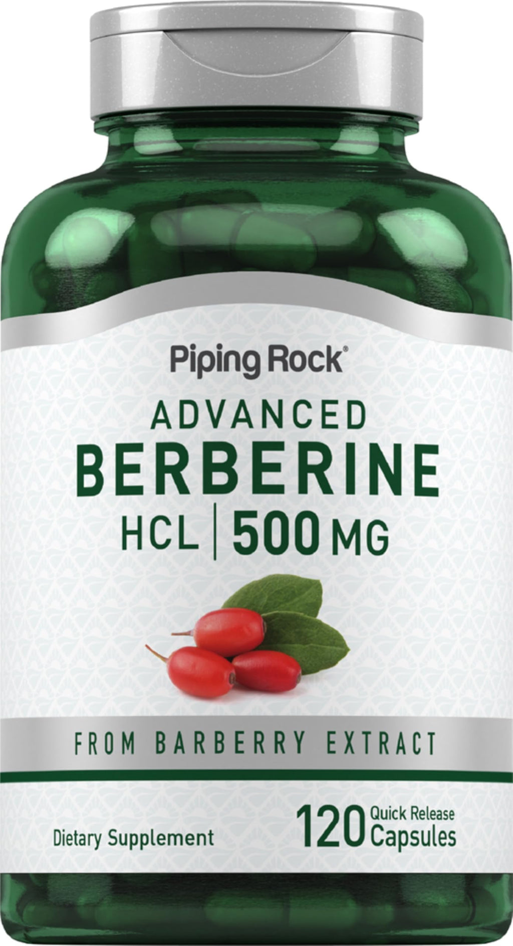 Piping Rock Berberine HCL Capsules 500mg | 120 Pills