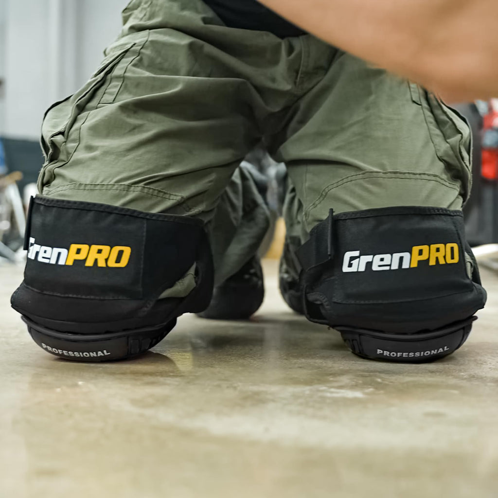 GRENPRO Professional Knee Pads for Work,Heavy Duty Thick Foam Knee Pads Tools, Knee Pad with Soft Gel Cushion for Construction, Work, Flooring, Gardening, Cleaning, Tiling,Black