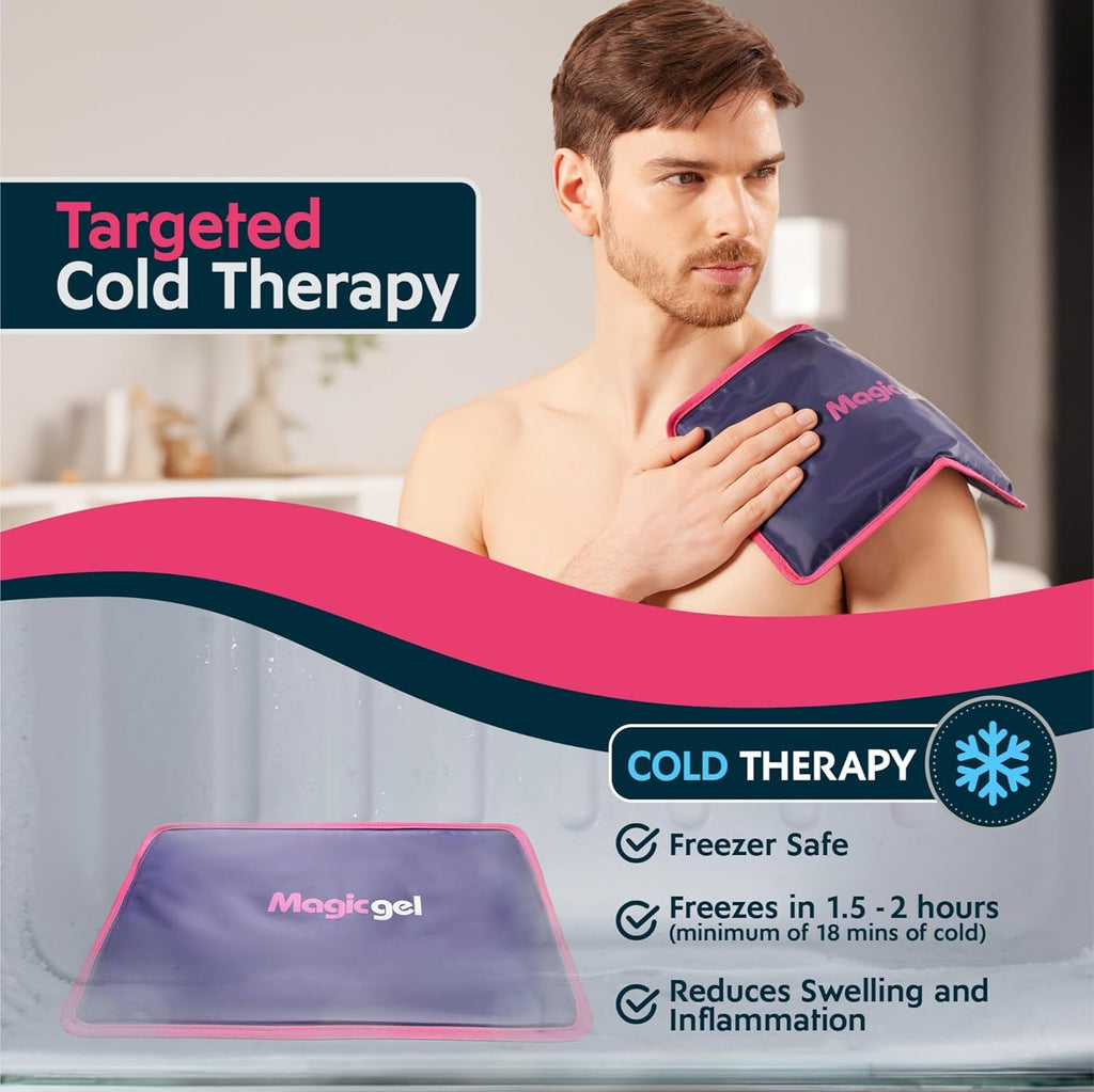 Magic Gel Premium Ice Pack (Reusable) - Gel Ice Pack for Icing Injuries, Pain Relief, Cold Compress for Reducing Swelling. Flexible [2 Pack]