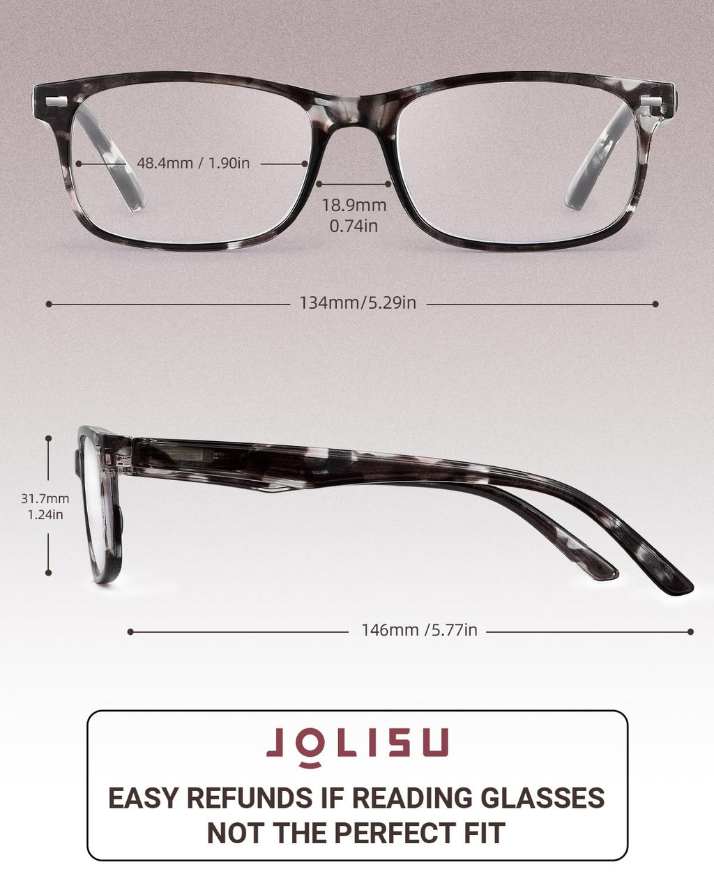 JOLISU 5 Pack Reading Glasses For Women,Spring Hinges, Sturdy and Durable (2.00)