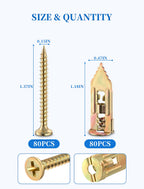 FEAOXYO 160 PCS Self Drilling Drywall Anchors with Screws Kit, Zinc Plated