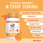 MaryRuth Organics Vegan Omega 3 Gummies for Kids 2+, 2 Month Supply, Sugar Free, Omega 3 Supplement with Vitamin C, Flaxseed Oil, Immune Support, Essential Nutrient ALA, No Fish Taste, 60 Count