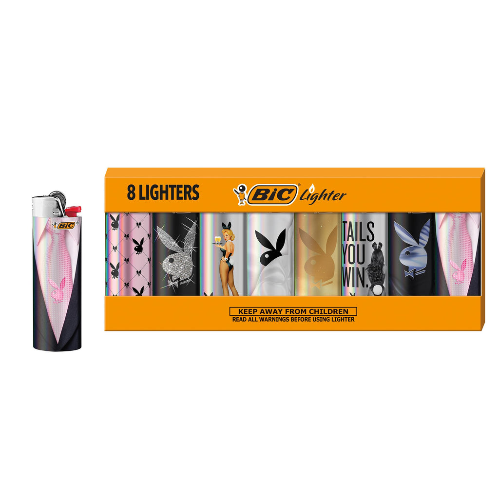 BIC Pocket Lighter, Special Edition Playboy (Holographic) Collection, Assorted Unique Lighter Designs, 8 Count Pack of Lighters