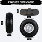 4.10/3.50-4 Flat Free Tire Wheels 10 Inch, (2 PICK) Solid Rubber Puncture Proof Airless Wheels with 5/8" Bearings 2.2" Offset Hub for Hand Truck, Dolly Gorilla Cart, Wheelbarrow, Outdoor Utility Cart