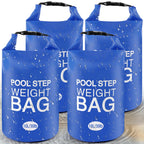 4 Pack 10L/30lb Universal Pool Step Weights 500D PVC Waterproof Swimming Pool Ladder Weights No Breaken Above Ground Pool Ladder Sand Bags, Foldable Pool Stair Weights for Pool Steps(Blue-4PCS)