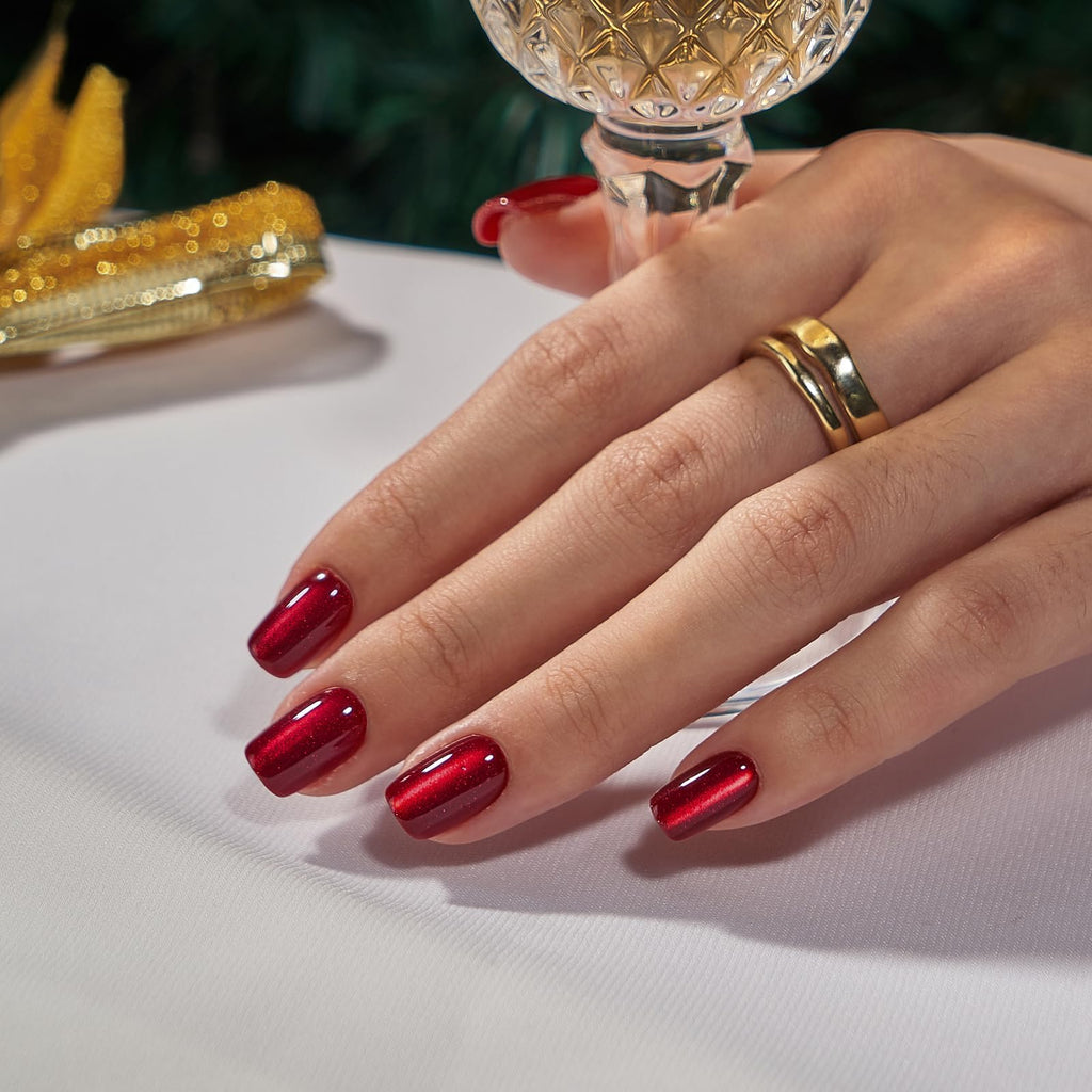 BTArtbox Halloween Press On Nails, Short Red Fake Nails, 32Pcs Full Kit