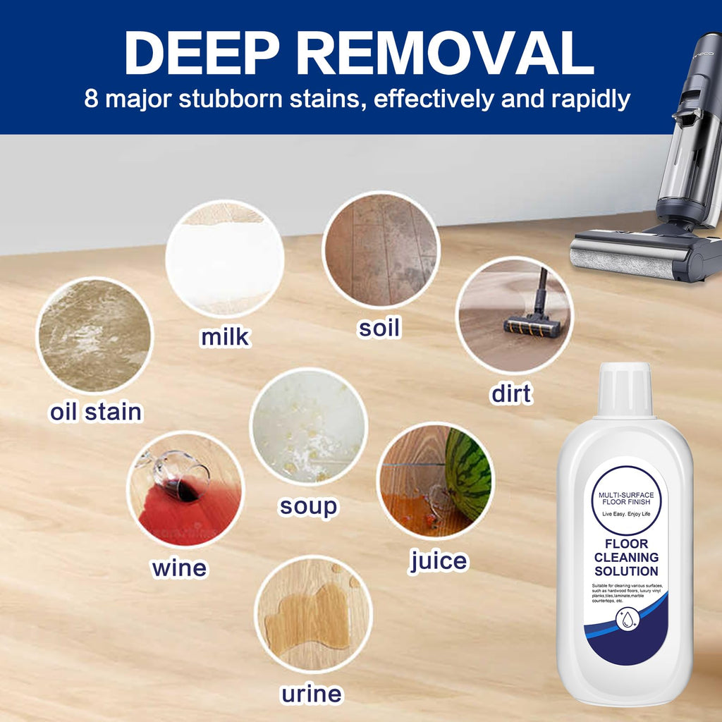 YHOVID Multi-Surface Floor Cleaning Solution Compatible with Tineco Vacuum Mop, Cleaner Refill for All Mopping Robot Vacuums and Cordless Wet/Dry Mops (4 Bottle Pack, Original)