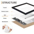 upsimples Picture Frames set of 19, Including 8x10, 5x7, 4x6 Black Frame