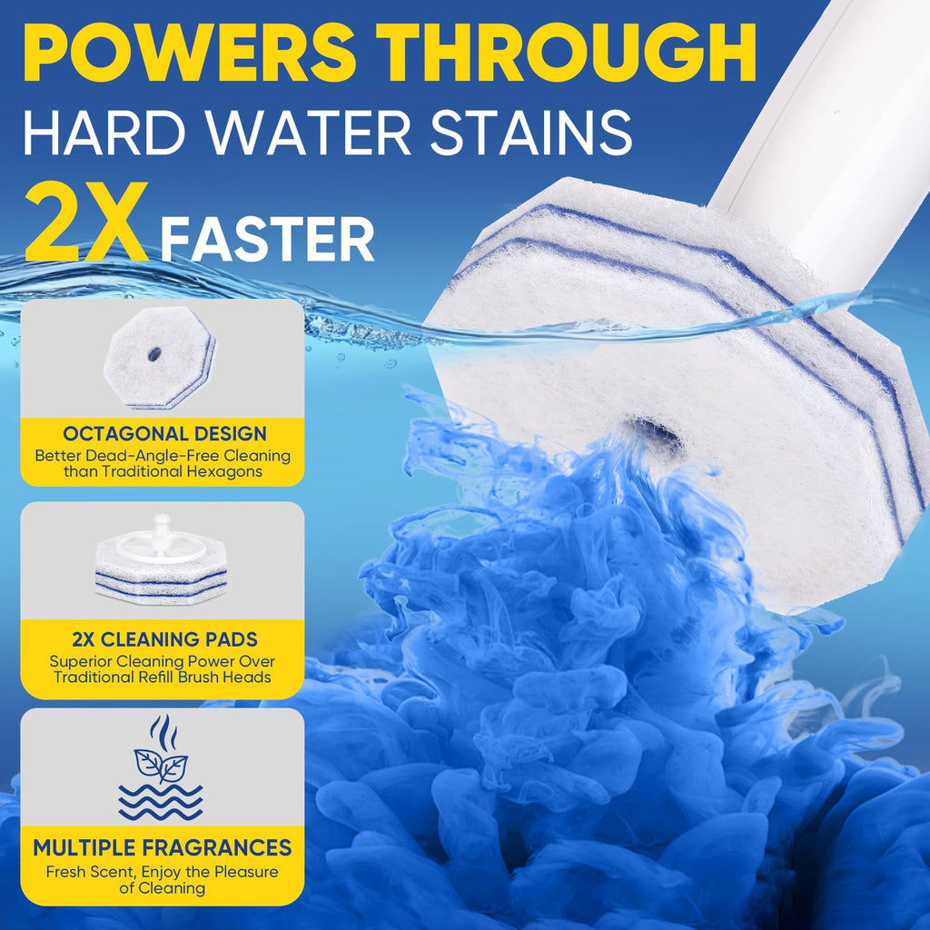 HHXI 120Ct Aromative Toilet Brush Refills, Toilet Bowl Cleaner Refills, Double-Layer Cleaning Pads Added, Disposable Refill Heads for Toilet Bowl Cleaner Wands，Bulk （Patented）