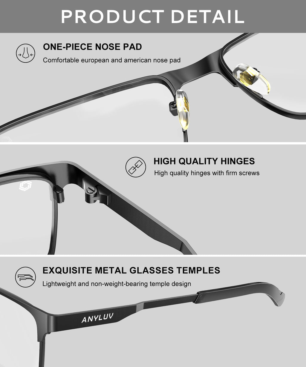 ANYLUV Blue Light Glasses for Men/Women, Lightweight Blue Light Blocking Glasses, Anti-Eye Strain Computer Glasses for Gaming
