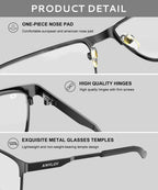 ANYLUV Blue Light Glasses for Men/Women, Lightweight Blue Light Blocking Glasses, Anti-Eye Strain Computer Glasses for Gaming