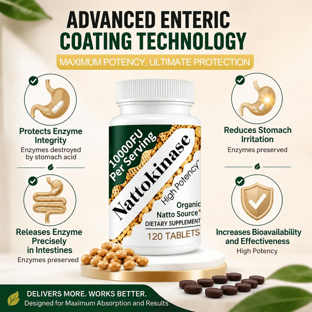 Shileoo Nattokinase Supplement 10000FU – Cardiovascular Support – Extended Release – Vegan, Non-GMO, Gluten-Free – 120 Vegan Capsules