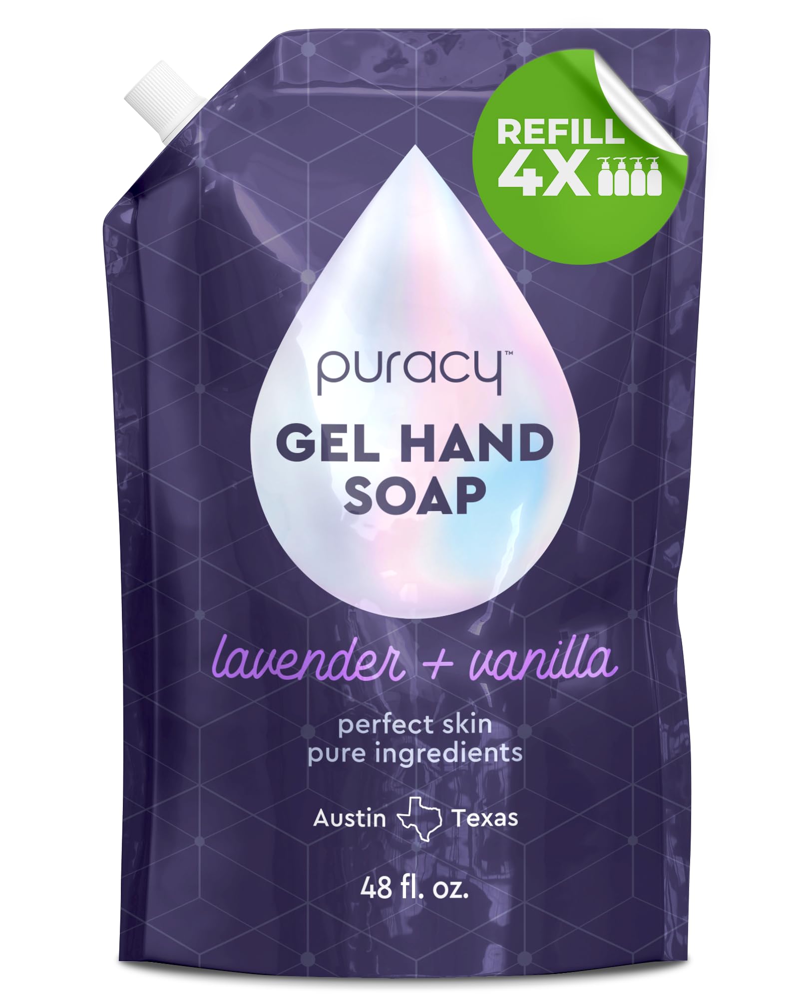 Puracy Organic Hand Soap, Professional Hand Washers We've All Become, Moisturizing Natural Gel Hand Wash Soap, Liquid Hand Soap Refills for Soft Skin (Refill Lavender & Vanilla, 48 Ounce)