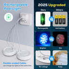 VICHTOP Pool Lights - 2 Pack, Rechargeable Submersible LED Pool Lights with Remote, IP68 Waterproof Pool Decor Light for Inground Pools, Above Ground Pools, Parties, Hot Tubs, Vase Bases