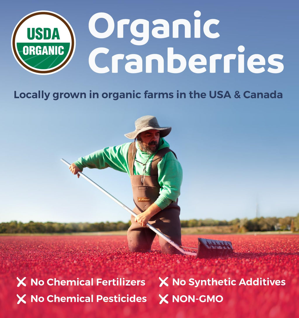Organic Cranberry Extract Capsules - Super 50X Potency Cranberry Pills for Women to Support Urinary Tract Bladder and Kidney - Vegan Non-GMO USDA Organic & North American Sourced (4 Month Supply)
