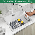 GUUKIN Sink Protectors for Kitchen sink, 13 5/8" x 11 5/8" Folding Non-slip Silicone Sink Mat Grid for Bottom of Farmhouse Stainless Steel Porcelain with 3 Reserved Holes Pack of 2