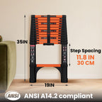 SINMEIRUN Telescoping Ladder, 12.5 FT, Aluminum Extension Ladder, 330 lbs Capacity, Collapsible Multi-Purpose Ladder for Home, Roof and RV; Orange