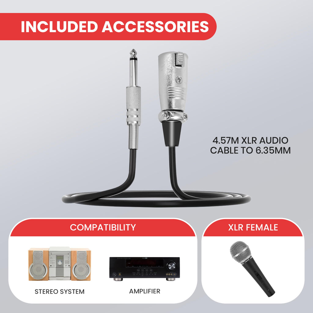 Pyle Microphone - Professional Dynamic Vocal Microphones, with ON/OFF Switch, Dynamic Cardioid, Handheld Mic for Singing, w/ 4.5 m – XLR Audio Cable, Compatible for Karaoke-Speaker-Speech-Amp-Mixer