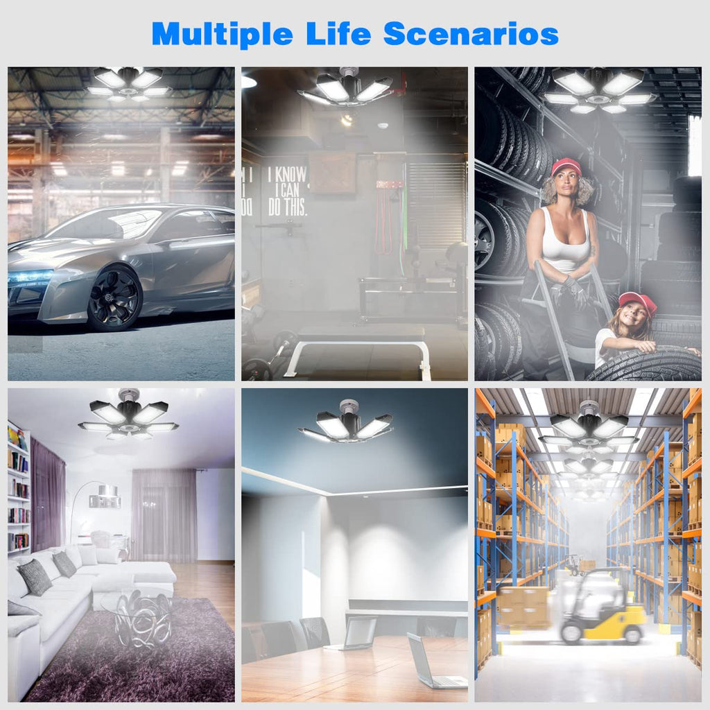 POLARPRA Garage Lights - 32000LM LED Garage Ceiling Lights 6500K Daylight
