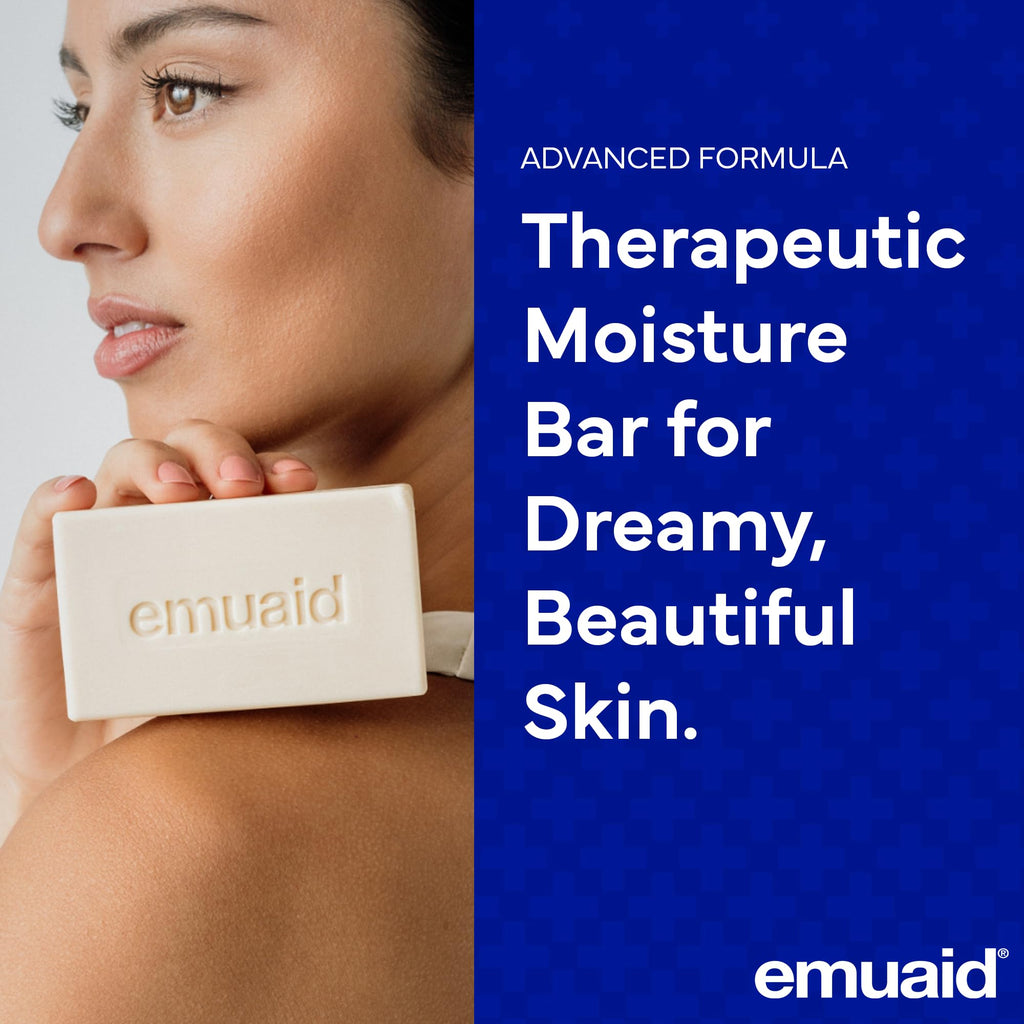 emuaid Therapeutic Moisture Bar – Medicated Face & Body Cleansing Bar for Fungal-Prone Skin, Jock Itch & Irritation Relief, Soothes & Hydrates with 5% Emu Oil, Tea Tree & Natural Oils, 5oz