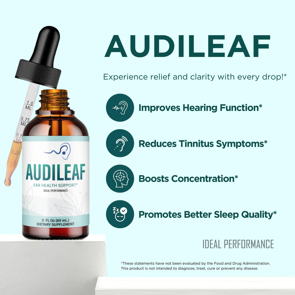 Audileaf Drops – Official Audileaf Ear Health & Hearing Support Supplement Droppers - Maximum Strength, All Natural Liquid Formula for Clear Sound, Audileaf Inner Ear Health Support Reviews (2 Pack)