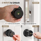 ThorBolt G1 Fingerprint Door Knob Lock with Keypad Biometric Door Knob Auto-Lock 4* AAA Alkaline Batteries Interior Door Lock for Bedroom, Garage, Office, Pantry Door Silver