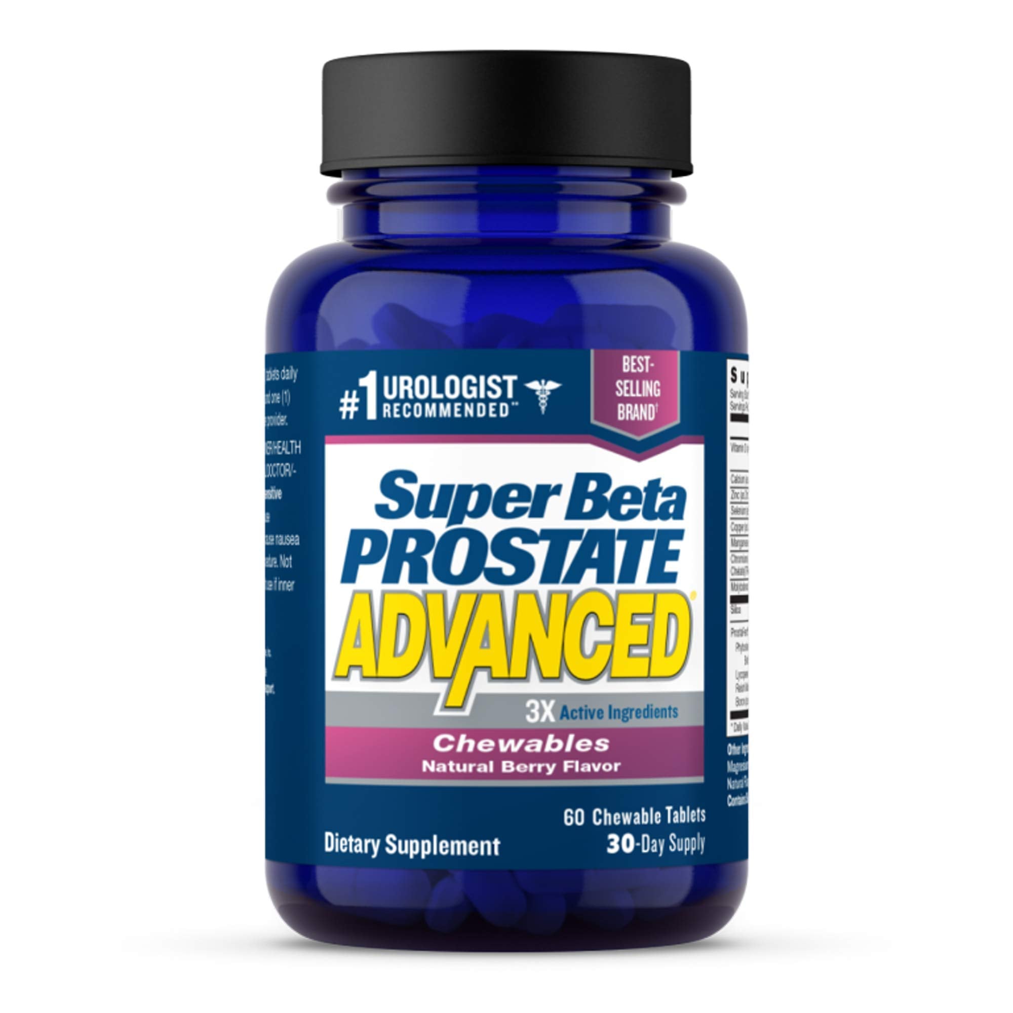 SUPER BETA PROSTATE Advanced Chewables - Prostate Support Supplement for Men's Health (60 Chews, 1-Bottle)