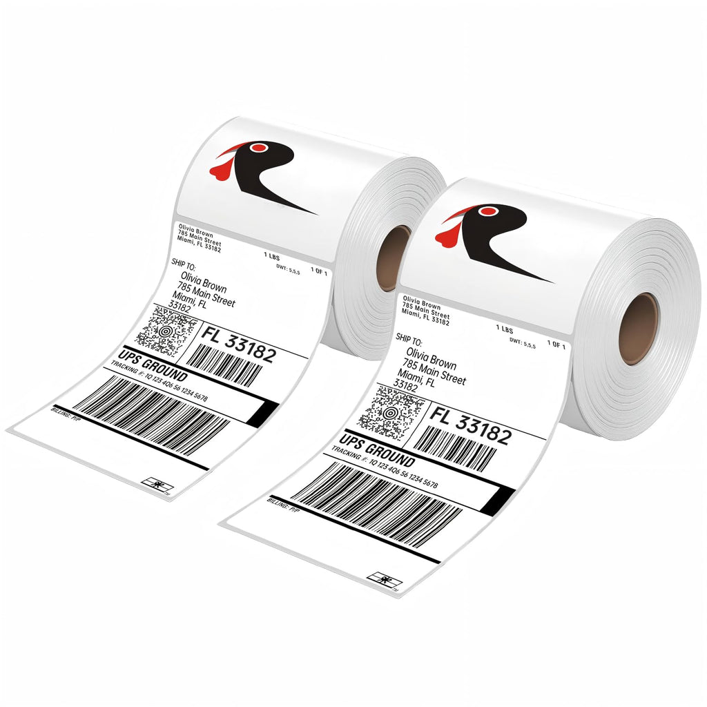 1000 4x6 Thermal Labels 500/Roll, HUOJI 4x6 Thermal Shipping Labels Roll Compatible with Rollo, Zebra, MUNBYN Printers, Commercial Grade