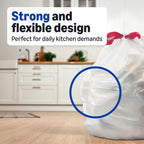 Amazon Basics Trash Bags, Tall Kitchen Drawstring, Unscented, 13 Gallon, 200 Count, Pack of 1, Packaging May Vary