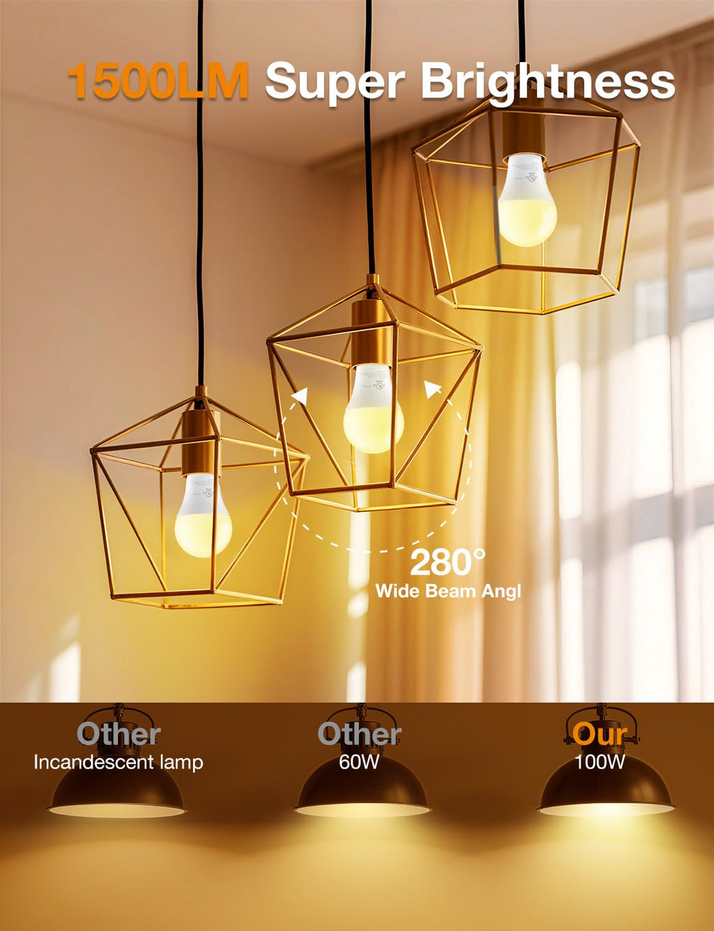 DAYBETTER LED Light Bulbs, A19 2700K Warm Light Bulbs 100 Watt Equivalent, 1500LM Warm White Led Bulbs, E26 Standard Base, Non-Dimmable, 15 Watt Lightbulbs for Home Office, 24 Pack