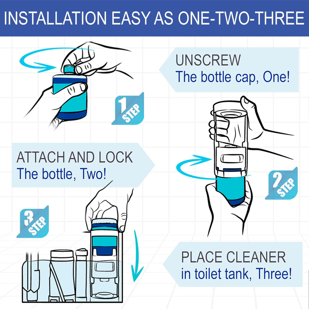eHouse Automatic Toilet Cleaner with Refill — Flush-Activated Toilet Bowl Cleaner, Household Cleaning Solution - Toilet Cleaners for Hard Water, Removes Rust & Limescale, Fresh Apple Scent.