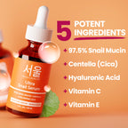 SeoulCeuticals Korean Skin Care 97.5% Snail Mucin Serum – K Beauty Skincare Anti Wrinkle Cica Night Serum Hyaluronic Acid for Face 1oz