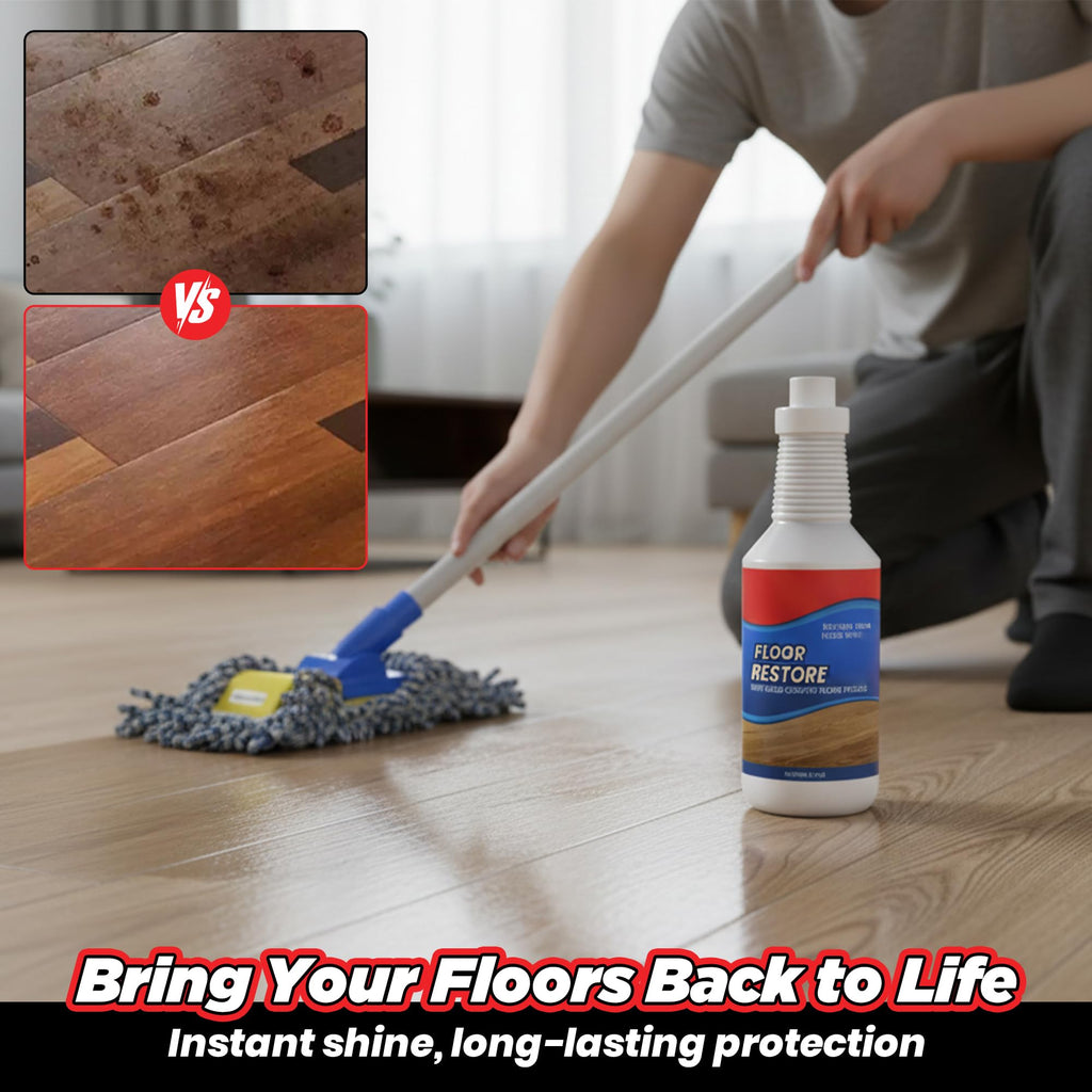 ROVIA Floor Restore Cleaner - Floor Restorer & Polish for Tile, Shine Wood, Laminate, Vinyl, Bamboo - Flooring Protection Agent (2 pcs)