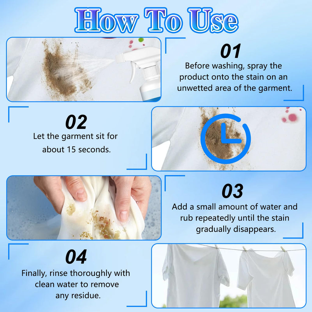Non Ionic Clothing Emulsifier Stain Remover, Portable Dry Cleaning Stain Removal Spray, Powerful Laundry Stain Remover Spray, Active Enzyme Laundry For Clothes (2pc)