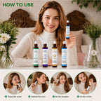 HERBROMAS Aromatherapy Oils Roller Set, Natural Pre-diluted Essential Oils Roll On with Glass Rollerball, Relaxation Gift for Women & Men, Christmas Gift, Pack 4 x 0.33fl.oz