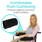 Vive Office Chair Armrest Pads (2 PCS) - Memory Foam Wheelchair Sheepskin Accessories Pads for Transport Electric Wheel Chair Arm Rests - for Adults, Seniors, Handicapped - Soft Support Cushion