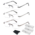HIYANJN Frameless Reading Glasses Blue Light Blocking Rimless Computer Reader For men Lightweight Eyeglasses(3-Pack,1.75)
