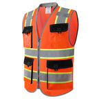 JKSafety Safety Vest for Men Women Hi Vis with Pockets and Cushioned Collar Reflective High Visibility Vest Class 2 Meet ANSI Standard Orange Color Extended Yellow Strips (BX360-Orange M) 1 Piece