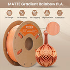 ERYONE Matte Gradient Rainbow 3D Printer PLA Filament 1.75 +/- 0.03mm, HS Matte Multicolor High Speed Filament PLA 1KG(2.2LBS) Spool, Danxia
