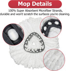 O-Cedar Spin Mop Replacement Head Set with Base and 30" to 58" Handle, Combo Set Includes 4 Pack Mop Refills