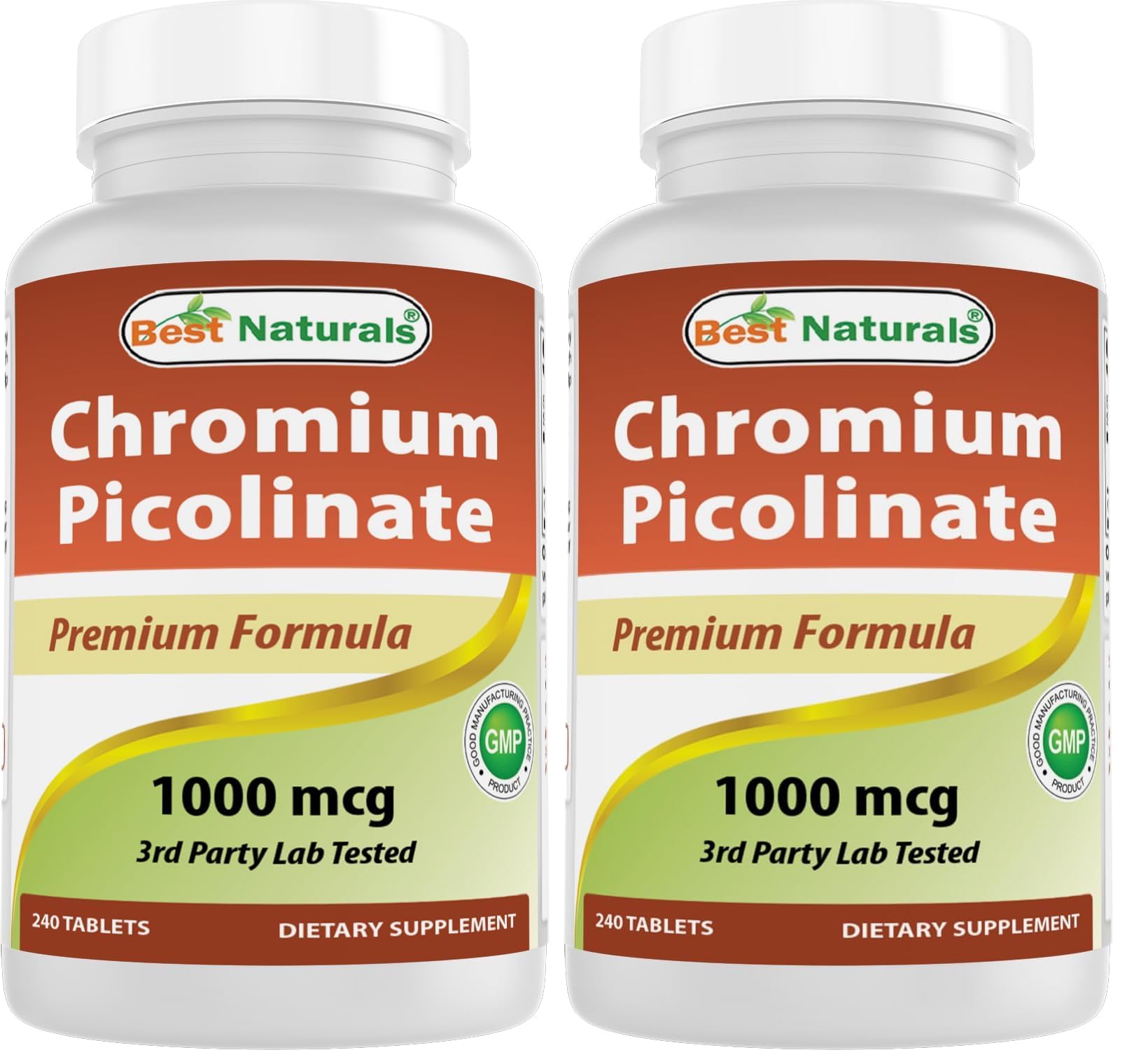 Best Naturals Chromium Picolinate 1000mcg 240 Tablets (Pack of 2)