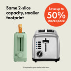 bella Fits-Anywhere™ 2-Slice Slim Toaster, Long Slot & Extra Wide, Seaglass