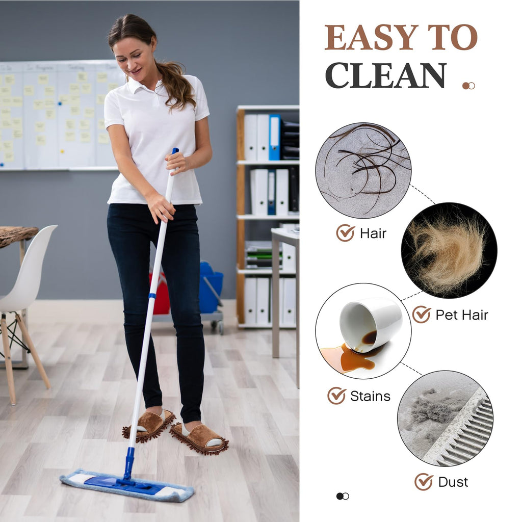 Jecery 4 Pair Washable Microfiber Mop Slippers Detachable Dusting Shoes for Floor Cleaning, Office & Home Use Suitable for Women & Men(Blue,Beige,Brown, White,M Size)