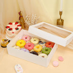 Moretoes 10pcs 14x10x4in Sheet Cake Boxes with Cake Board, White Rectangle Bakery Boxes with Window, for Quarter Sheet Cakes, Donuts, Cupcakes, Brownie&Pie For Graduation