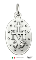 MIRACULOUS MEDAL ORIGINAL DESIGN, CATHOLIC VIRGIN MARY PENDANT, MADE IN ITALY, SILVER PLATED BRASS, RELIGIOUS JEWELRY GIFT FOR WOMEN MEN