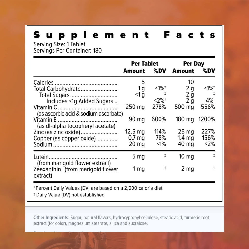 Focus Select AREDS2 Based Chewable Eye Vitamin-Mineral Supplement for Eyes (180 ct. 90 Day Supply) Citrus Flavored Eye Chewable - Low Zinc Formula