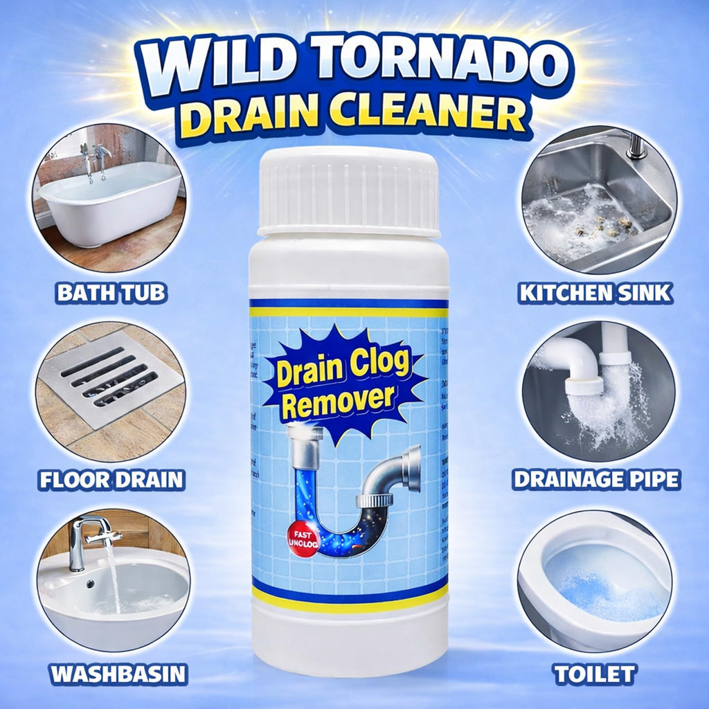 Wild Tornado Pipe Dredge, Powerful Sink and Drain Cleaner Powder, Fast Foaming Drain Cleaner for Kitchen and Pipes Cleaning Tool Clog Remover